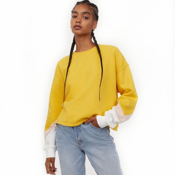 Yellow Tri Color Sleeve Sweatshirt